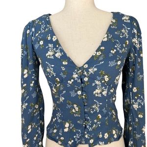 Reformation floral v neck button front top small